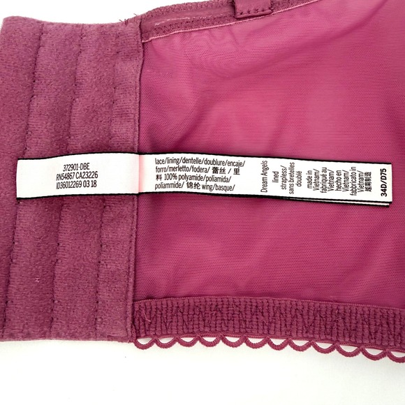 Victorias Secret Dream Angels NWOT Strapless Coquette Lace Bra Magenta 34D - Picture 6 of 6